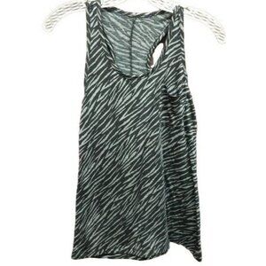 animal print tank top shirt black gray sheer athletic no size tag small READ